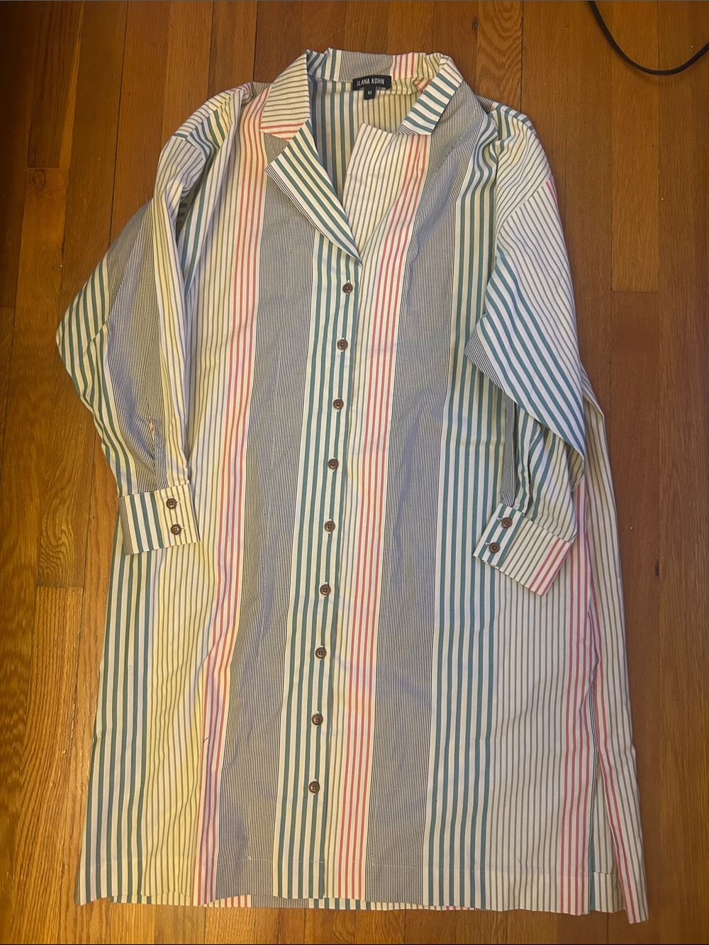 NWOT Ilana kohn Melanie shirt dress cream stripes medium
